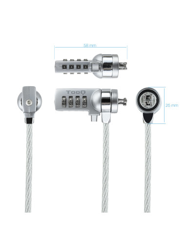 TooQ TQCLKC0015 cable antirrobo Plata 1,5 m