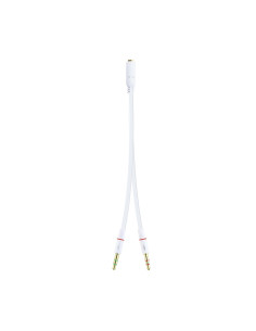 Nanocable Cable Adaptador Audio Jack 3.5 H de 4 Pines a 2 Jack 3.5 M de 3 Pines, Blanco, 20 Cm 2