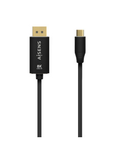 AISENS Cable Conversor Aluminio USB-C a Displayport 8K@60Hz, USB-C M-DP M, Negro, 1.8M