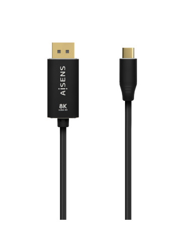 AISENS Cable Conversor Aluminio USB-C a Displayport 8K@60Hz, USB-C M-DP M, Negro, 1.8M