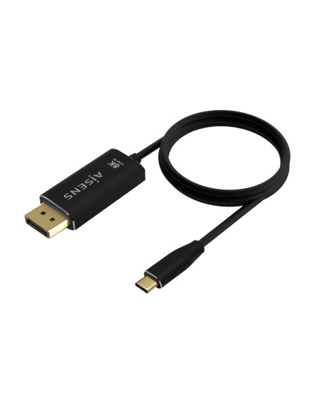 AISENS Cable Conversor Aluminio USB-C a Displayport 8K@60Hz, USB-C M-DP M, Negro, 1.8M