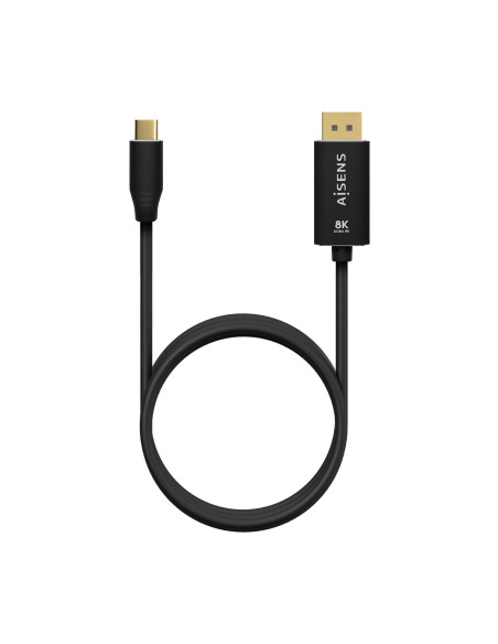 AISENS Cable Conversor Aluminio USB-C a Displayport 8K@60Hz, USB-C M-DP M, Negro, 1.8M
