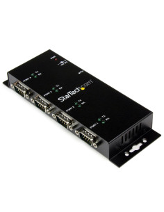 StarTech.com Concentrador Adaptador USB a Serie RS232 DB9 4 Puertos – Riel DIN Industrial y Montaje en Pared