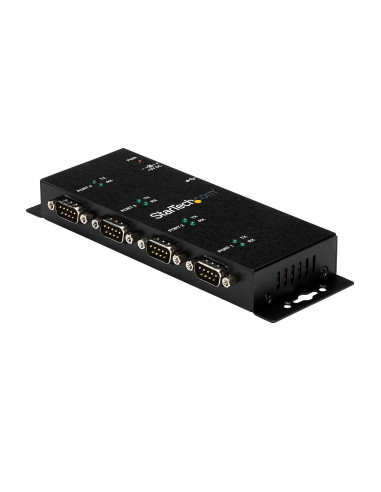 StarTech.com Concentrador Adaptador USB a Serie RS232 DB9 4 Puertos – Riel DIN Industrial y Montaje en Pared