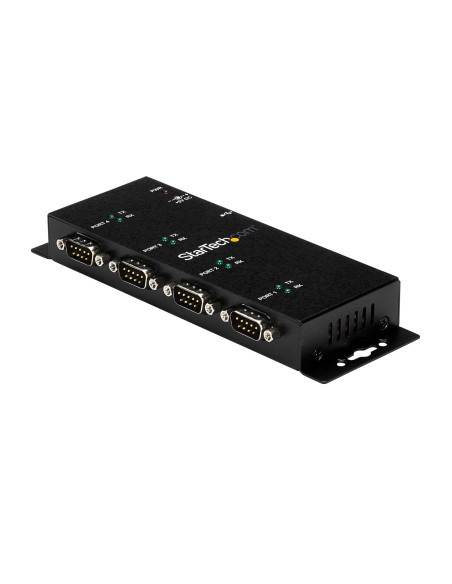 StarTech.com Concentrador Adaptador USB a Serie RS232 DB9 4 Puertos – Riel DIN Industrial y Montaje en Pared