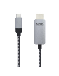 Nanocable 10.15.5102 adaptador de cable de vídeo 1,8 m USB Tipo C HDMI Aluminio, Negro 2