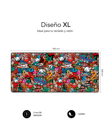 SUBBLIM Alfombrilla Ratón Graffiti XL Mouse Pad