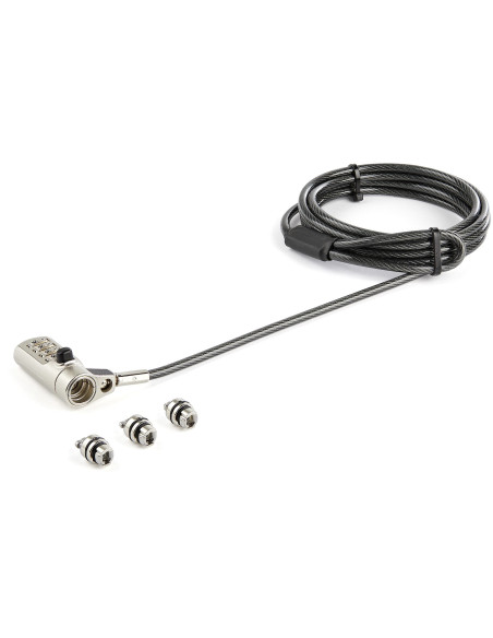 StarTech.com Cable de 2m de Seguridad Universal 3 en 1 para Ordenadores Portátiles - Cable con Candado de Combinación de 4