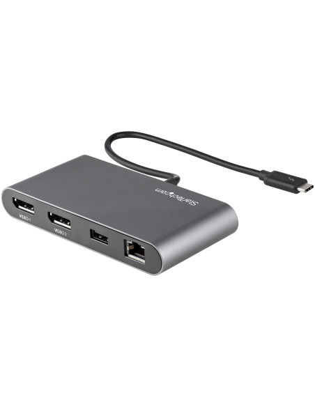 StarTech.com Mini Dock Thunderbolt 3 - Docking Station Portátil para 2 Monitores con DP 4K 60Hz, 1x Hub USB-A (USB 3.0 5 Gbps),