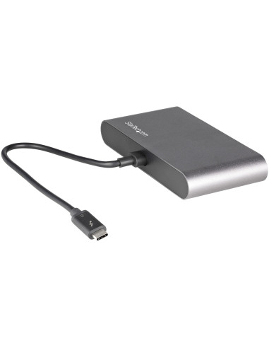StarTech.com Mini Dock Thunderbolt 3 - Docking Station Portátil para 2 Monitores con DP 4K 60Hz, 1x Hub USB-A (USB 3.0 5 Gbps),