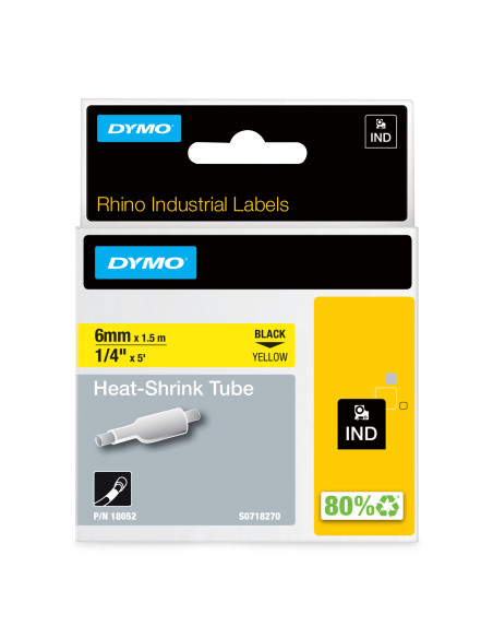DYMO Etiquetas para tubos termorretráctiles IND - 6mm x 1,5m