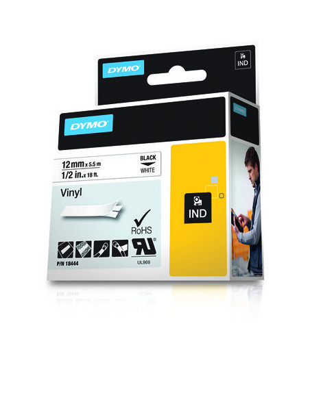 DYMO Etiquetas de Vinilo IND- 12mm x 5,5m