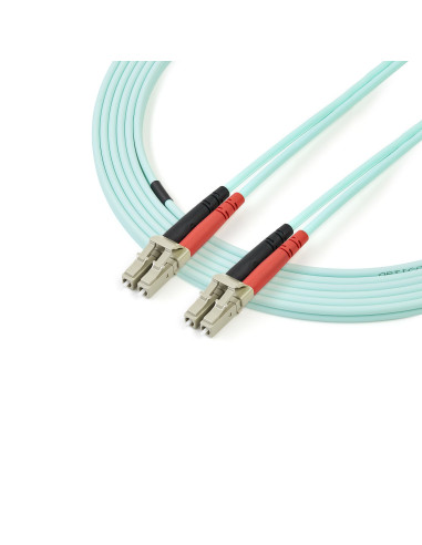 StarTech.com Cable de 2m de Fibra Óptica Multimodo OM3 LC a LC UPC - Full Duplex 50 125µm - para Redes de 100G - LOMMF VCSEL -