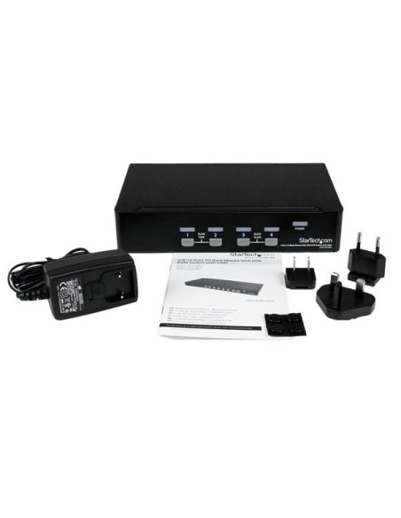 StarTech.com Conmutador Switch KVM 4 Puertos de Vídeo VGA USB 2.0 - 1U Rack Estante