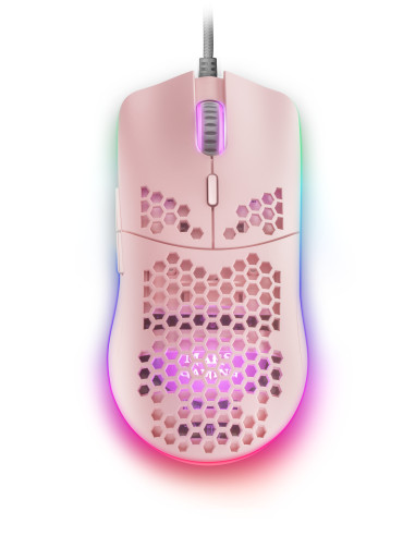 Mars Gaming MMAX, Ratón Ultraligero 69g, Óptico 12400DPI, Chroma RGB, Soft, Rosa