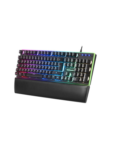 Mars Gaming MK320ES, Teclado Gaming H-Mech, 13 Modos RGB y Halo, Reposamuñecas Acolchado, Antighosting, Idioma Español, Color