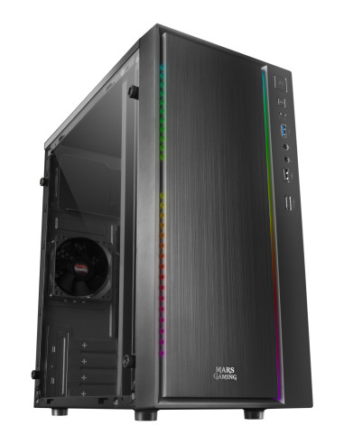 Mars Gaming MCM, Caja PC Micro ATX, Compacta, 16 Modos ARGB, Ventilador 8 cm