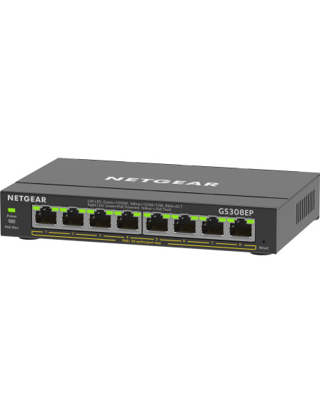 NETGEAR 8-Port Gigabit Ethernet PoE+ Plus Switch (GS308EP) Gestionado L2 L3 Gigabit Ethernet (10 100 1000) Energía sobre