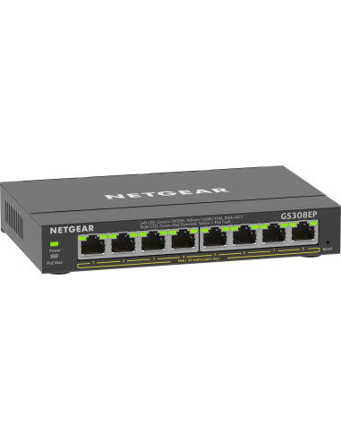 NETGEAR 8-Port Gigabit Ethernet PoE+ Plus Switch (GS308EP) Gestionado L2 L3 Gigabit Ethernet (10 100 1000) Energía sobre