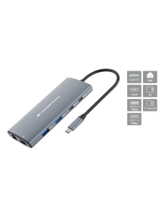 Conceptronic DONN06G base para portátil y replicador de puertos Alámbrico USB 3.2 Gen 1 (3.1 Gen 1) Type-C Gris 2