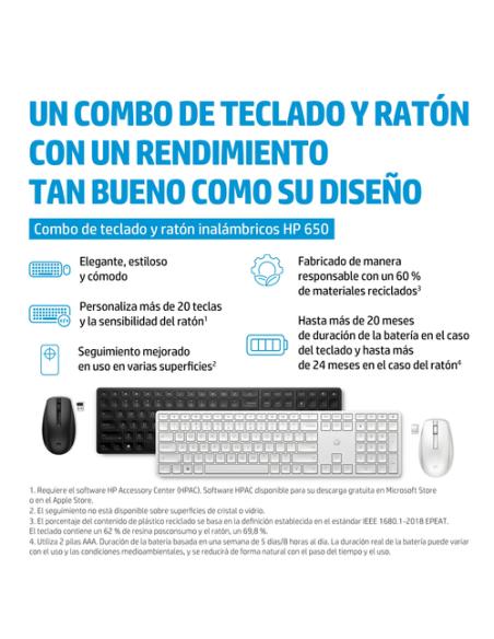 HP Combo de teclado y ratón inalámbricos 650, negro