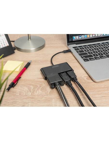 Digitus Adaptador de monitor triple USB-C™ 3 en 1 (HDMI, DP, VGA)