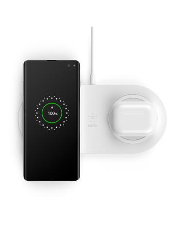 Belkin WIZ002VFWH cargador de dispositivo móvil Universal Blanco USB Cargador inalámbrico Carga rápida Interior