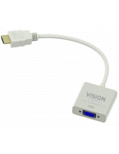 Vision TC-HDMIVGA adaptador de cable de vídeo VGA (D-Sub) HDMI tipo A (Estándar) Blanco