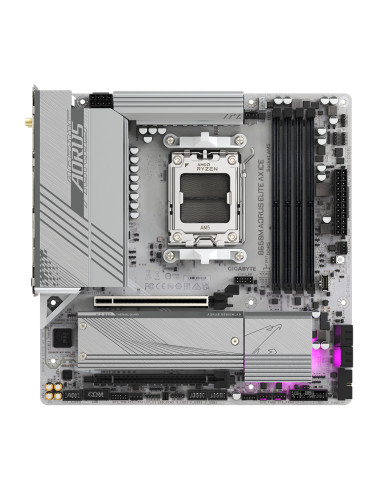 GIGABYTE B650M AORUS ELITE AX ICE Placa base - AMD Ryzen serie 9000, VRM de 12+2+2 fases, hasta 8000 MHz DDR5 (OC), 1xPCIe 5.0