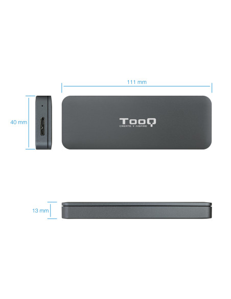 TooQ TQE-2281G caja para disco duro externo Caja externa para unidad de estado sólido (SSD) Gris M.2