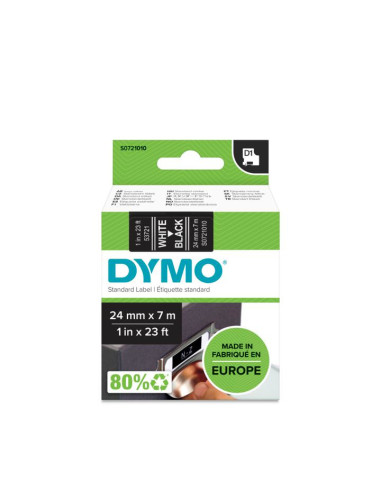 DYMO D1 - Etiquetas estándar - Blanco sobre negro - 24mm x 7m