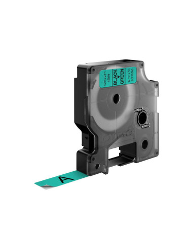 DYMO D1 - Etiquetas estándar - Negro sobre verde - 12mm x 7m