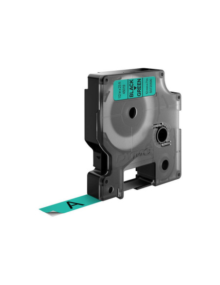 DYMO D1 - Etiquetas estándar - Negro sobre verde - 12mm x 7m