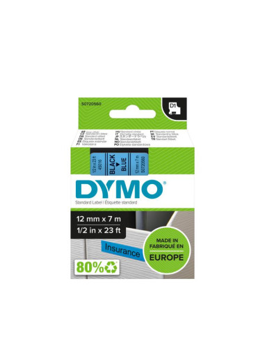 DYMO D1 - Etiquetas estándar - Negro sobre azul - 12mm x 7m