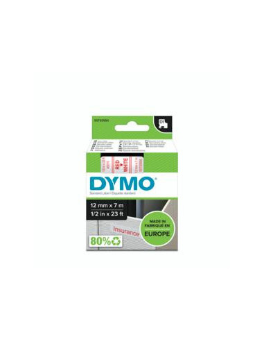 DYMO D1 - Etiquetas estándar - Rojo sobre blanco - 12mm x 7m