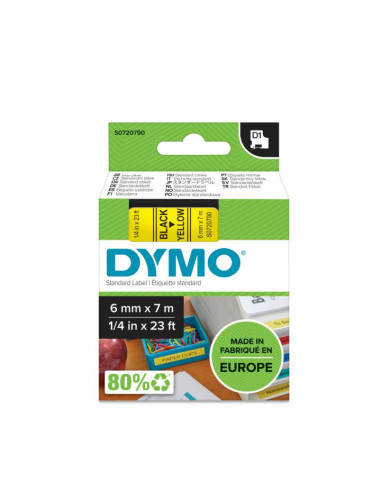DYMO D1 - Etiquetas estándar - Negro sobre amarillo - 6mm x 7m