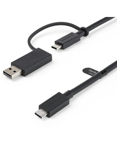 StarTech.com Cable USB-C de 1m con Llave Adaptador (Dongle) a USB-A - Cable Híbrido USB Tipo C a USBC (10Gbps y PD de 100W) o
