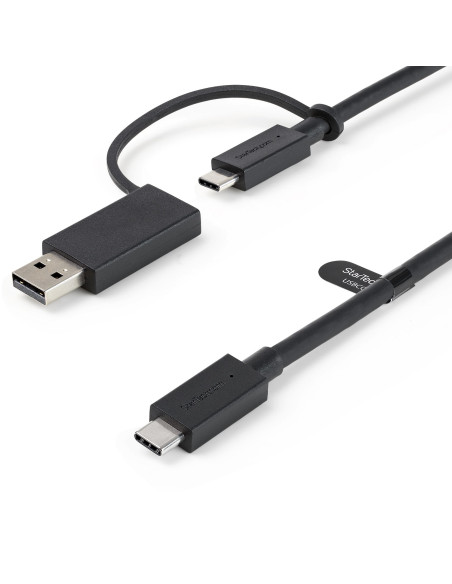 StarTech.com Cable USB-C de 1m con Llave Adaptador (Dongle) a USB-A - Cable Híbrido USB Tipo C a USBC (10Gbps y PD de 100W) o