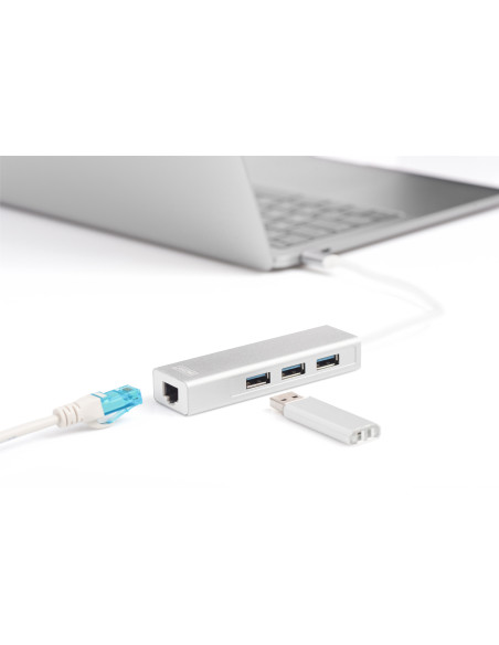 Digitus Hub de USB 3.0 Type-C™ con Gigabit Ethernet