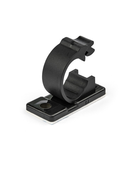 StarTech.com 100 Clips de Gestión de Cableado Adhesivos - Negro - Organizador de Cableado para Escritorios Oficinas - Mordaza