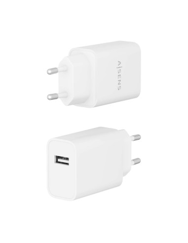 AISENS Cargador USB 10W alta eficiencia, 5V 2A, Blanco