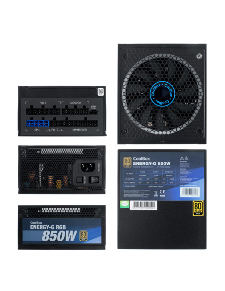 CoolBox GAMING FUENTE DE ALIMENTACION ATX ENERGY-G 850W RGB 80+GOLD MODULAR (100V-240V)