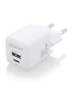 AISENS Cargador GaN 20W, 1xUSB-C PD3.0 QC4.0, 1xUSB-A QC3.0, Blanco 2
