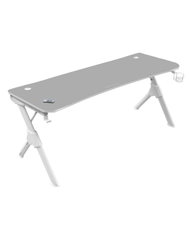 Mars Gaming MGDXL, Mesa Gaming Ergonómica, Soporte Auriculares y Bebida, Escritorio PC, 160x60cm, Blanco