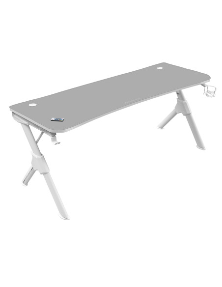 Mars Gaming MGDXL, Mesa Gaming Ergonómica, Soporte Auriculares y Bebida, Escritorio PC, 160x60cm, Blanco