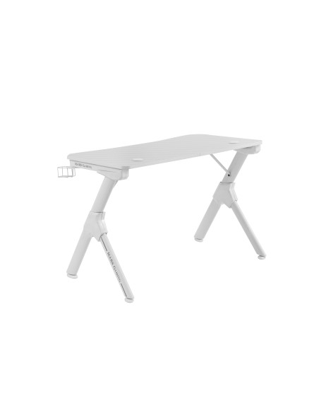 Mars Gaming MGD, Mesa Ergonómica Gaming, Soporte Auriculares y Bebidas, Escritorio PC, 110x60cm, Blanco