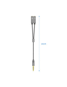 AISENS Cable Adaptador Audio Jack 3.5 4pines M-2xjack 3.5 3pines H, Gris, 25cm 2