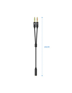 AISENS Cable Adaptador Audio Jack 3.5 4pines H-2xjack 3.5 3pines M, Negro, 25cm 2