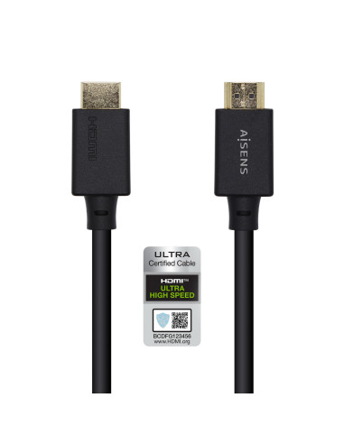 AISENS Cable HDMI V2.1 Ultra Alta Velocidad   HEC Certificado 8k@60Hz 48Gbps, A M-A M, Negro, 1.5m