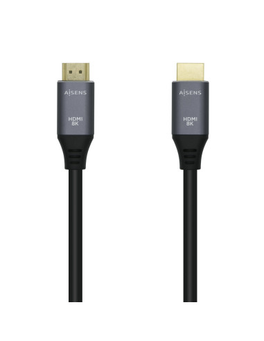 AISENS Cable HDMI V2.1 Ultra Alta Velocidad   HEC 8k@60Hz 48Gbps, A M-A M, Gris Negro, 3.0m